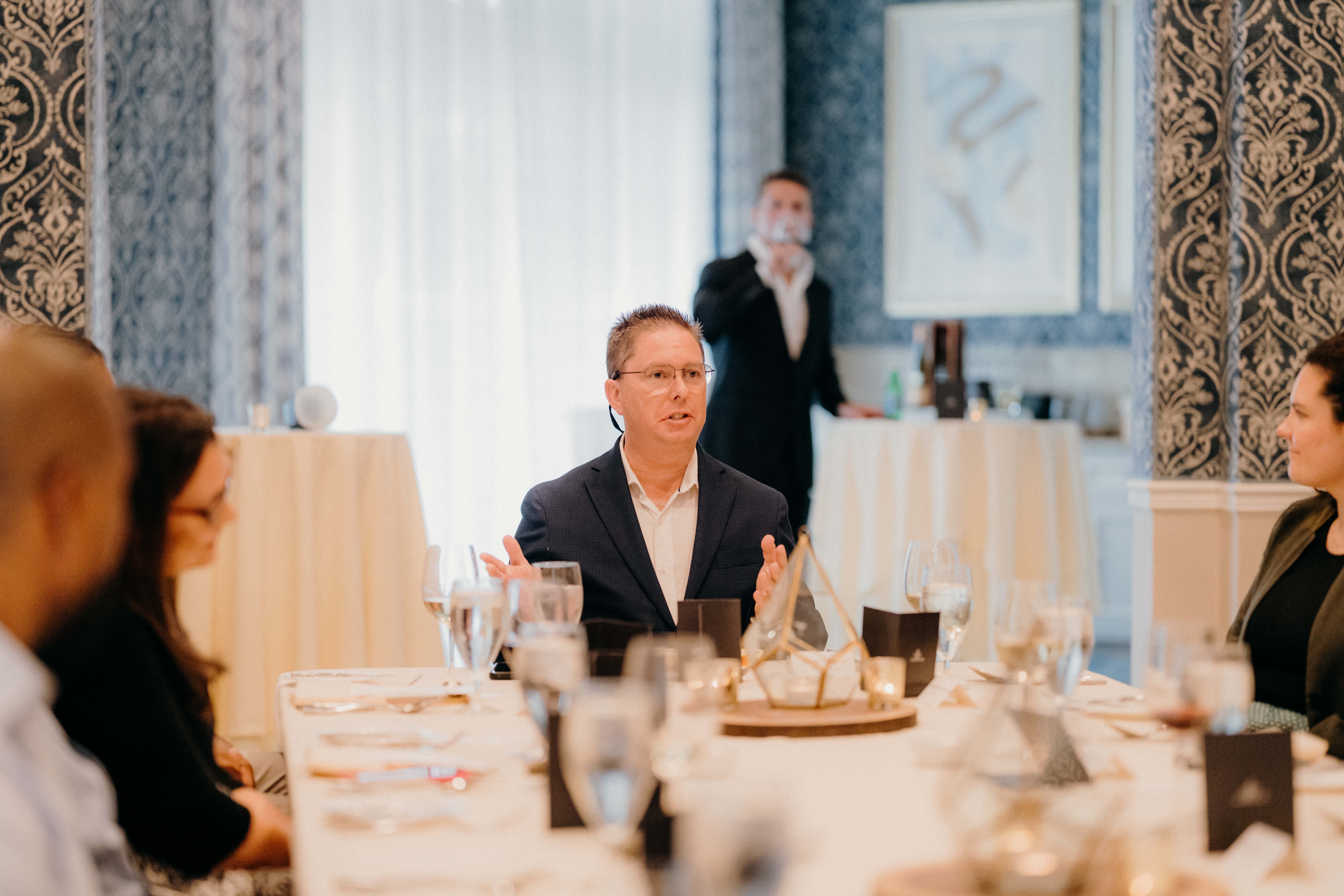 Tracy R. Reed moderating a Security Leaders' Dinner Roundtable in San Diego